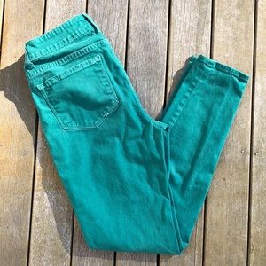 Green skinny jeans